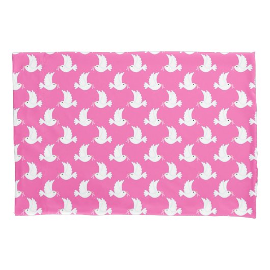 Wit Vogelmotief voor Borstkankerbewustzijn Kussensloop (Voorkant)