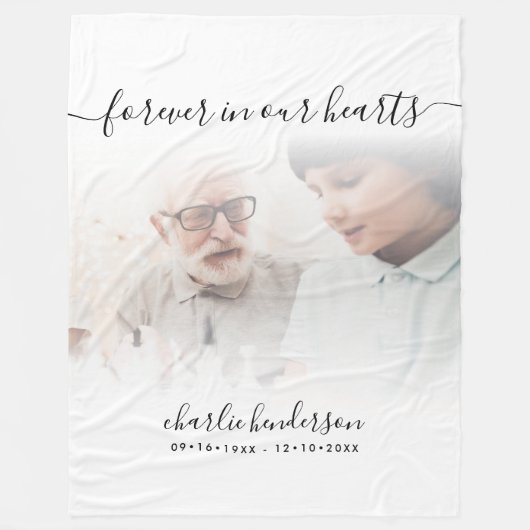 Wit voor altijd in ons hart Foto Memorial Tribute Fleece Deken (Voorkant)