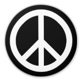 Wit Vredesbord op Zwart Keramische Knop (Voorkant)