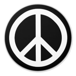 Wit Vredesbord op Zwart Keramische Knop