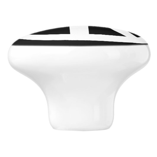 Wit Vredesbord op Zwart Keramische Knop (Zijkant)