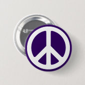 Wit Vredessymbool op Donkerpaars Ronde Button 5,7 Cm (Voorkant /achterkant)