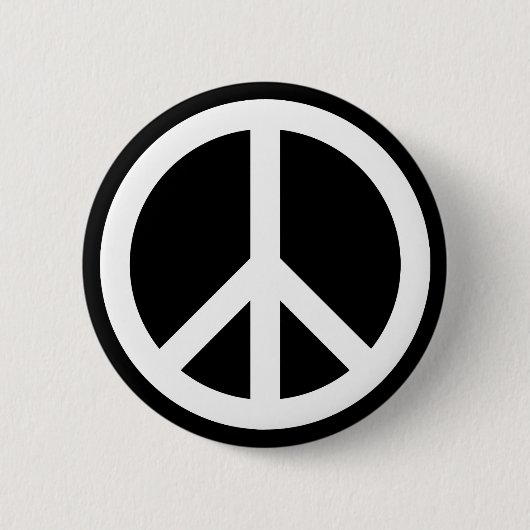 Wit vredessymbool ronde button 5,7 cm (Voorkant)