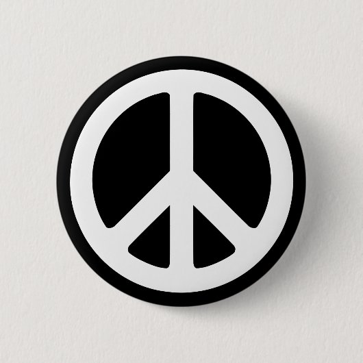 Wit Vredessymbool Sjabloon Ronde Button 5,7 Cm (Voorkant)