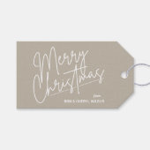 Wit vrolijk kerstfeest cadeaulabel (Voorkant (Horizontaal))