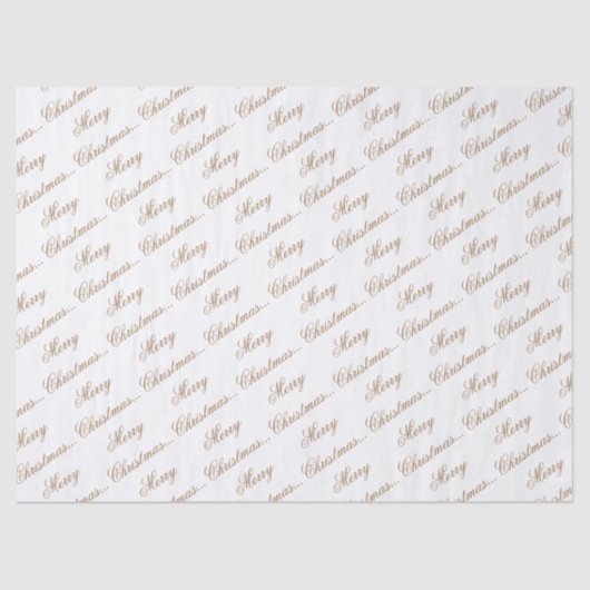 Wit "Vrolijk Kerstfeest" Goud Script Tissuepapier (Voorkant)