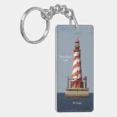 Wit-vuurtorenrechthoekige ketting sleutelhanger (Voorkant Links)