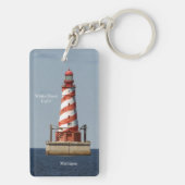 Wit-vuurtorenrechthoekige ketting sleutelhanger (achterkant)