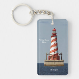 Wit-vuurtorenrechthoekige ketting sleutelhanger