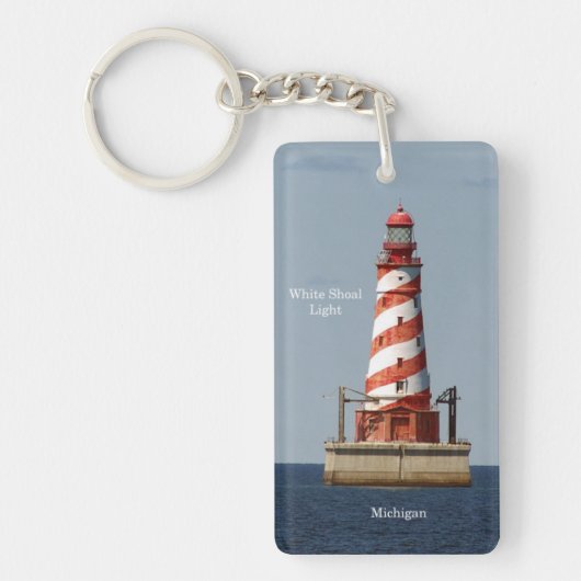 Wit-vuurtorenrechthoekige ketting sleutelhanger (Voorkant)