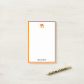 Wit w / Bright Oranje olifant & rand + naam Post-it® Notes (Op bureau)
