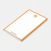 Wit w / Bright Oranje olifant & rand + naam Post-it® Notes (Schuin)