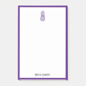 Wit w / Bright Paarse ananas & rand + naam Post-it® Notes (Voorkant)