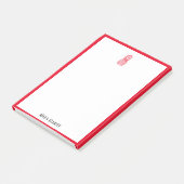 Wit w / Bright Red Ananas & Border + Naam Post-it® Notes (Schuin)