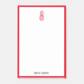 Wit w / Bright Red Ananas & Border + Naam Post-it® Notes (Voorkant)