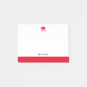 Wit w / Bright Red Elephant & Border & Naam Post-it® Notes (Voorkant)