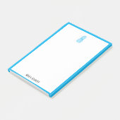 Wit w / Bright Sky Blue Ananas & Border + Naam Post-it® Notes (Schuin)