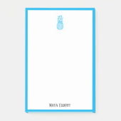 Wit w / Bright Sky Blue Ananas & Border + Naam Post-it® Notes (Voorkant)