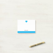 Wit w / Bright Sky Blue Heart & Border + Naam Post-it® Notes (Op bureau)
