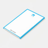 Wit w / Bright Sky Blue Olifant & Border + Naam Post-it® Notes (Schuin)