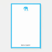 Wit w / Bright Sky Blue Olifant & Border + Naam Post-it® Notes (Voorkant)