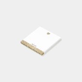 Wit w / Gouden Faux Glitter Hart & Rand, Naam Post-it® Notes (Schuin)