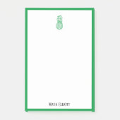 Wit w / Helder Groene Ananas & Rand + Naam Post-it® Notes (Voorkant)
