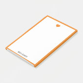 Wit w / Helder Oranje Hart & Rand + Naam Post-it® Notes (Schuin)