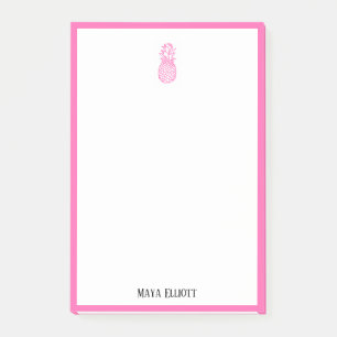 Wit w/ Helder Roze Ananas & Rand + Naam Post-it® Notes