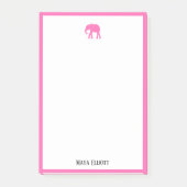 Wit w / Helderroze Olifant & Rand + Naam Post-it® Notes (Voorkant)