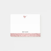 Wit w / Roos Gold Faux Glitter Bird & Border Post-it® Notes (Voorkant)