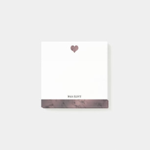 Wit w / Roos Goud Marmeren Hart & Rand + Naam Post-it® Notes