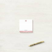 Wit w / Roos Gouden Faux Glitter Hart & Rand Post-it® Notes (Op bureau)