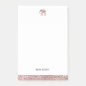 Wit w / Roos Gouden Faux Glitter Olifant & Rand Post-it® Notes (Voorkant)