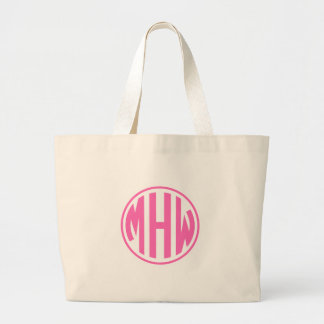 Wit warm roze 3 Initiaal in een Circle Monogram DI Grote Tote Bag
