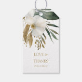 Wit | Waterverf Bloemen Dank je bruiloft Cadeaulabel (Voorkant)