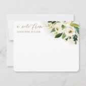 Wit Waterverf Bloemen Script Notitiekaartje (Voorkant)