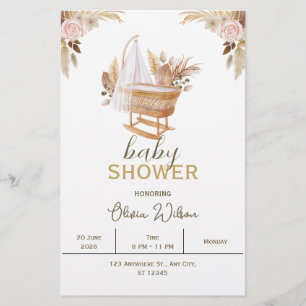 Wit Waterverf Bloemige Baby Shower Briefpapier