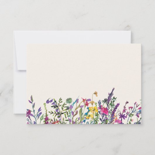 Wit Waterverf Bloemkaart RSVP Kaartje (Voorkant)