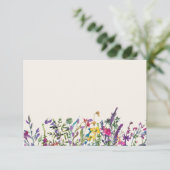Wit Waterverf Bloemkaart RSVP Kaartje (Staand voorkant)
