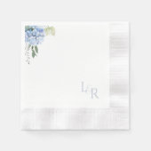 Wit | Waterverf Blue Hydrangea Wedding Servet (Voorkant)