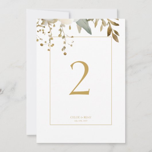 Wit | Waterverf Foliage Trouwtafel nummer (Voorkant)