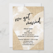 Wit Waterverf Hart We Zijn Getrouwd Jute Feestje Kaart (Voorkant)