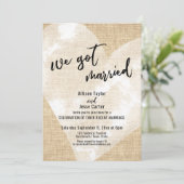 Wit Waterverf Hart We Zijn Getrouwd Jute Feestje Kaart (Staand voorkant)