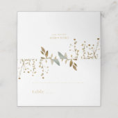 Wit | Waterverf Imitatie Goud Bladgroen Bruiloft Plaatskaartje (Buitenkant ongevouwen)