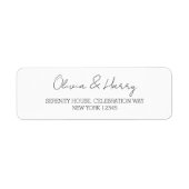 Wit Wedding Return-adreslabels Etiket (Voorkant)