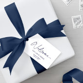 Wit Welkom Label met Dusty Blue Florals Cadeaulabel
