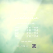 Wit Welkom Openingstijden Logo QR Code Raamsticker (Vel 3)