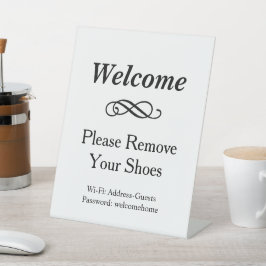 Wit WELKOM Schoenen Uit WiFi Reclamebord Met Voetstuk