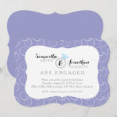 Wit wervelpatroon, licht Paarse verlovingsfeest Kaart (Voorkant / Achterkant)